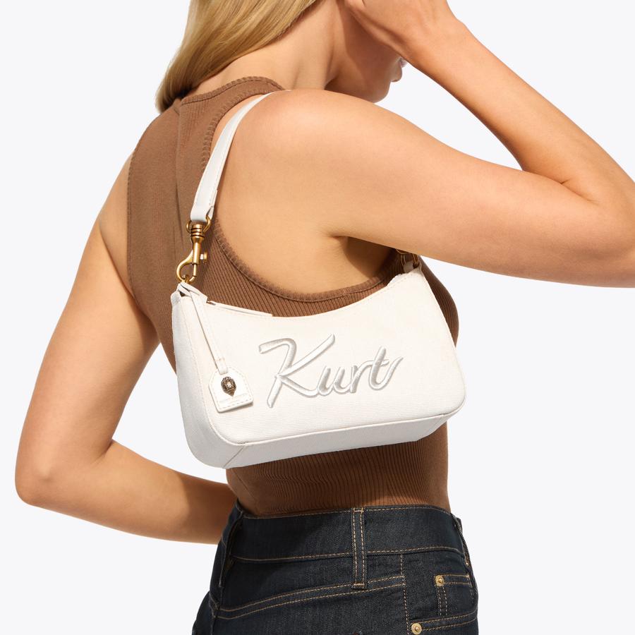 KURT SM HOBO XBODY White Fabric Cross Body Bag by Kurt Geiger London