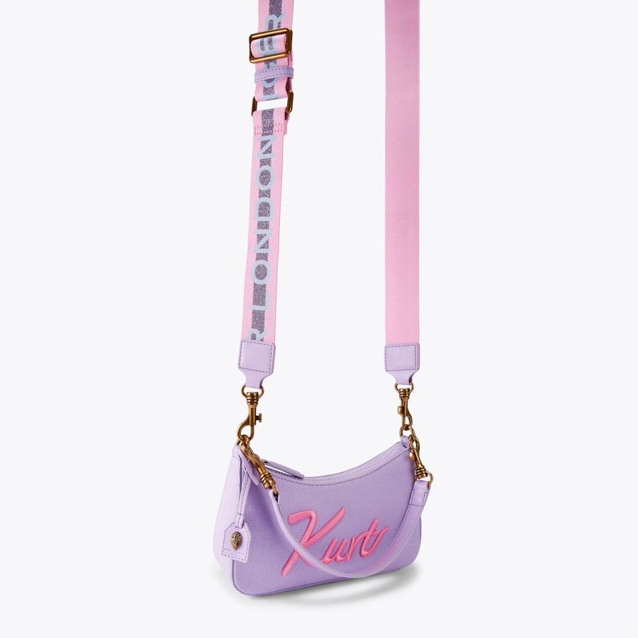 KURT SM HOBO XBODY Lilac Canvas Cross Body Bag by Kurt Geiger London
