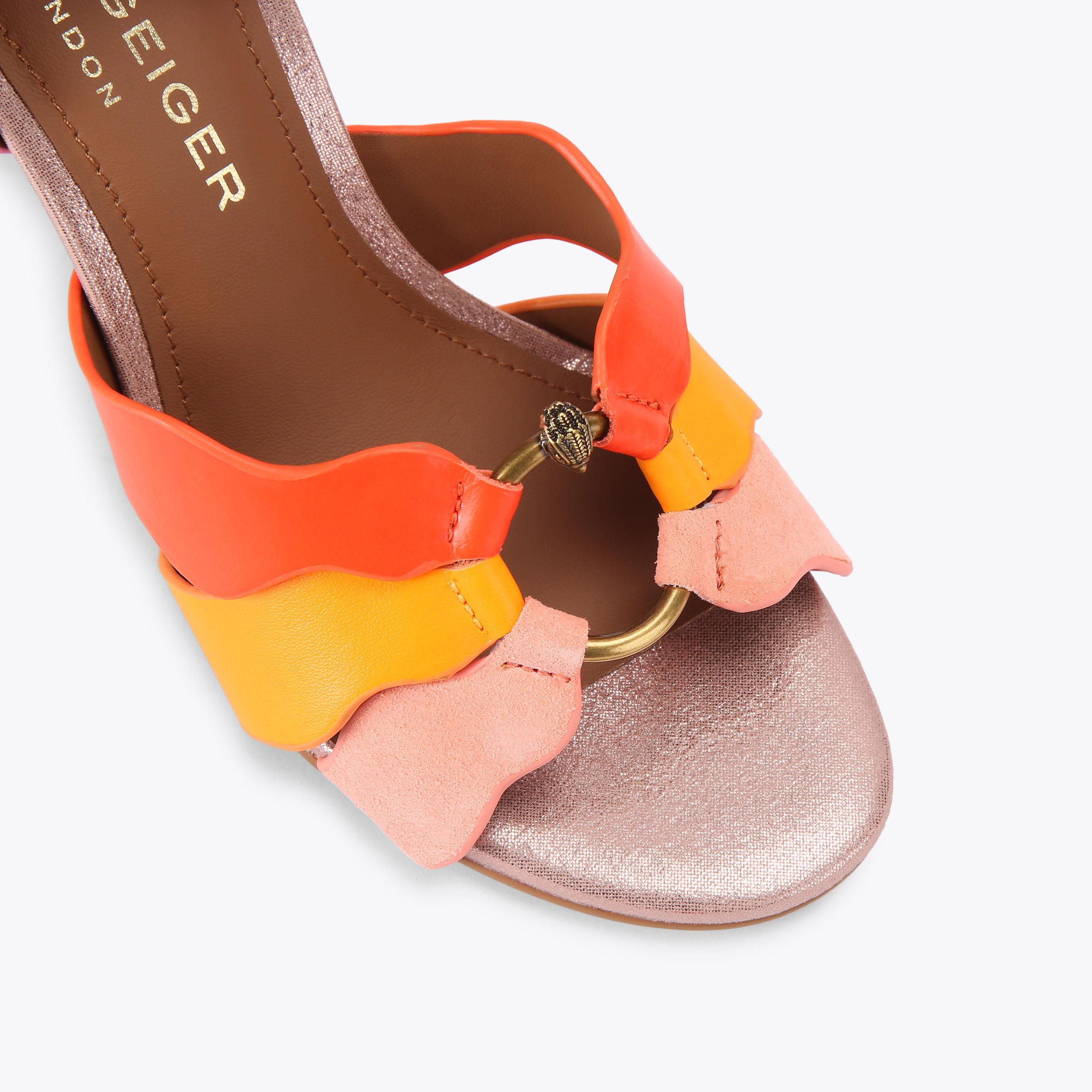 SUN WAVE SANDAL Red Orange Pink High Heels by Kurt Geiger London