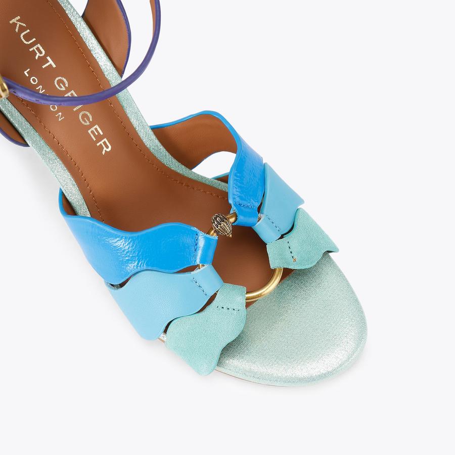SUN WAVE SANDAL Blue Wave Heel by Kurt Geiger London