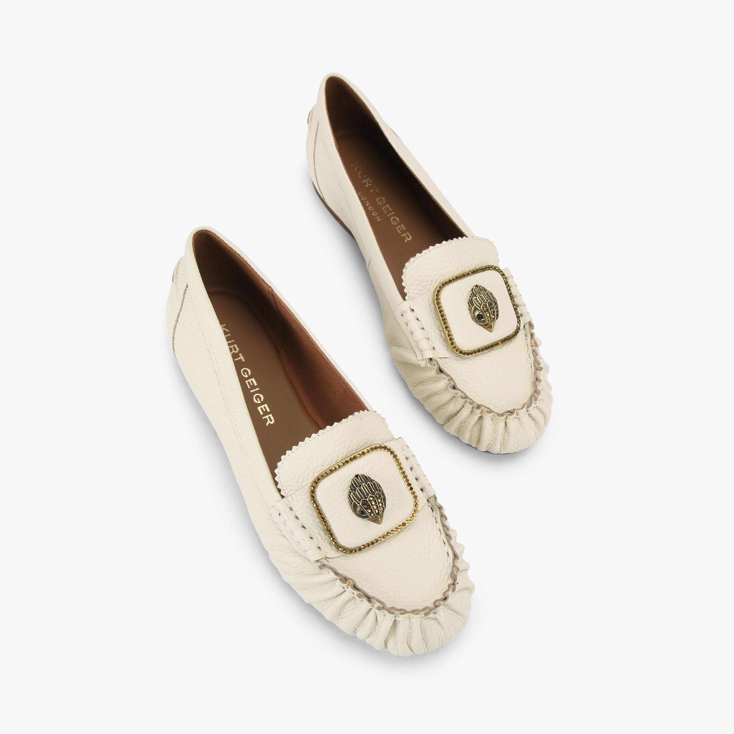 PIMLICO MOCCASIN Bone Slip On Shoe by Kurt Geiger London
