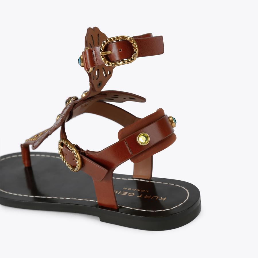 BOHO BUTTERFLY GLADIATOR Brown Butterfly Sandal by Kurt Geiger London