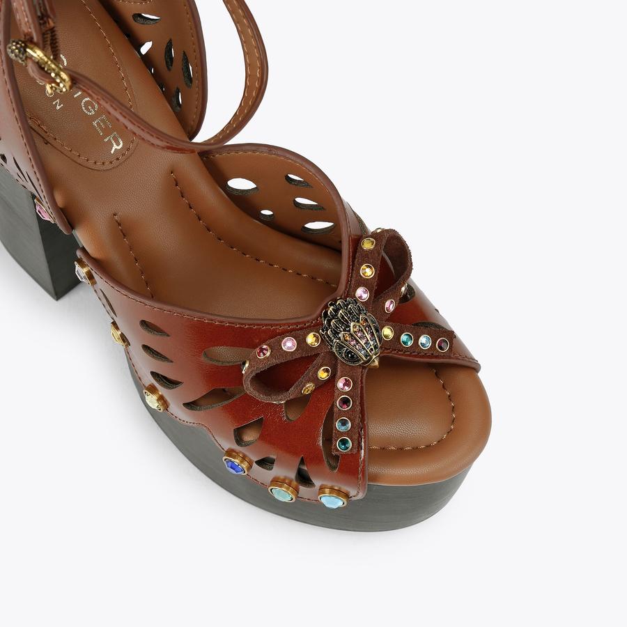 Sandales à Talons Hauts Kurt Geiger En Cuir Tissé Marron Foncé - Taille UK7 - Neuf Dans Sa Boîte