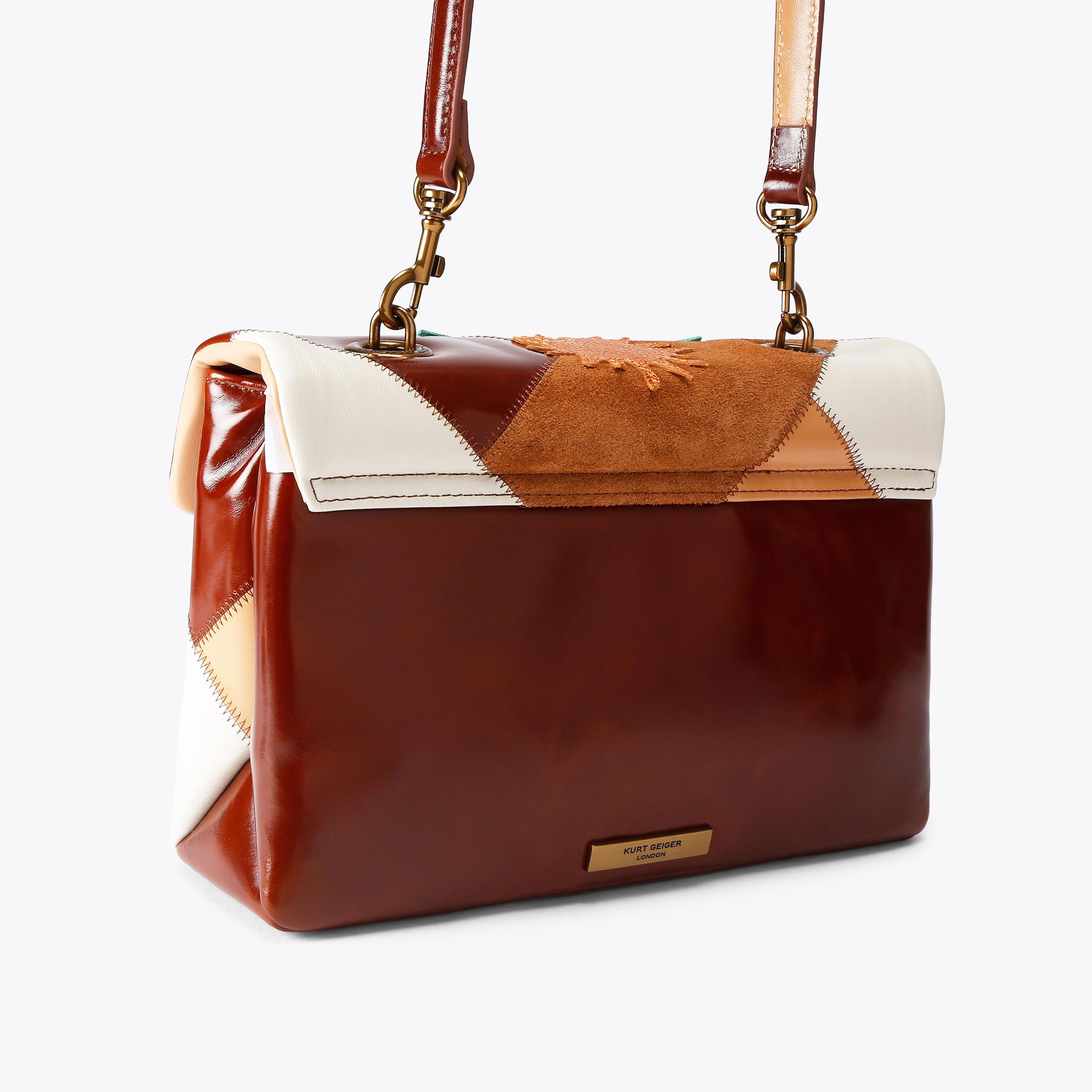 KENSINGTON BAG ST Brown Stitched Shoulder Bag by Kurt Geiger London