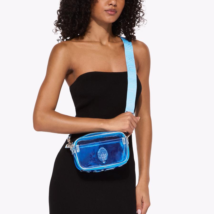 VINYL KENSINGTON S CAMERA Blue Vinyl Camera Bag by Kurt Geiger London