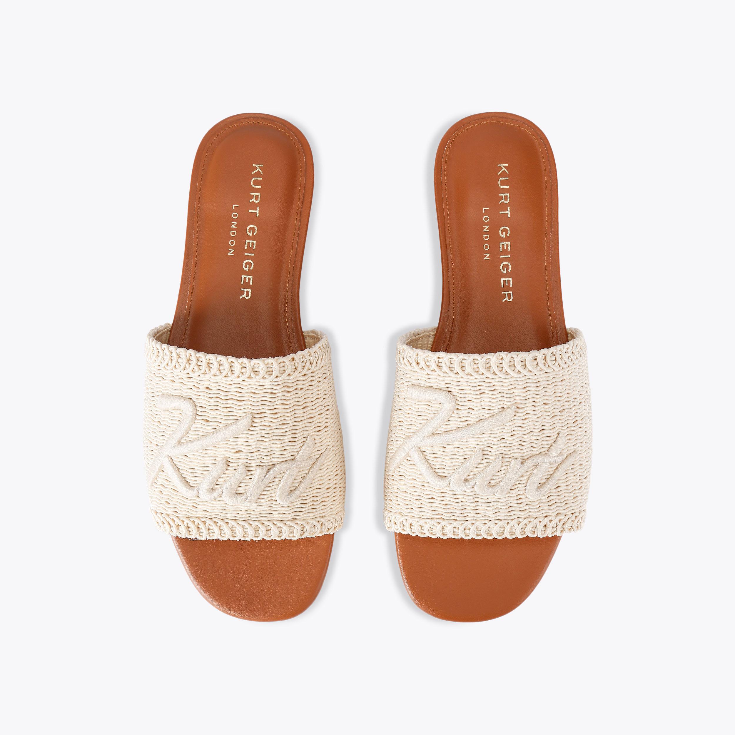 KURT WOVEN FLAT SDL Beige Woven Slip On Sandal by Kurt Geiger London