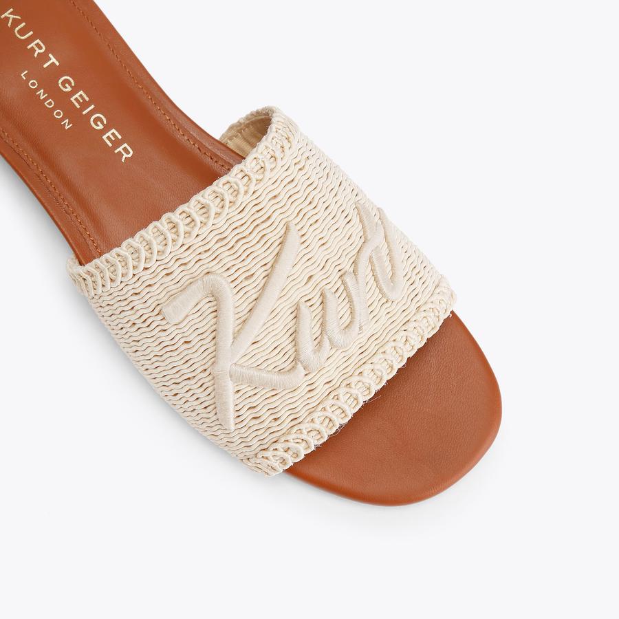 KURT WOVEN FLAT SDL Beige Woven Slip On Sandal by Kurt Geiger London
