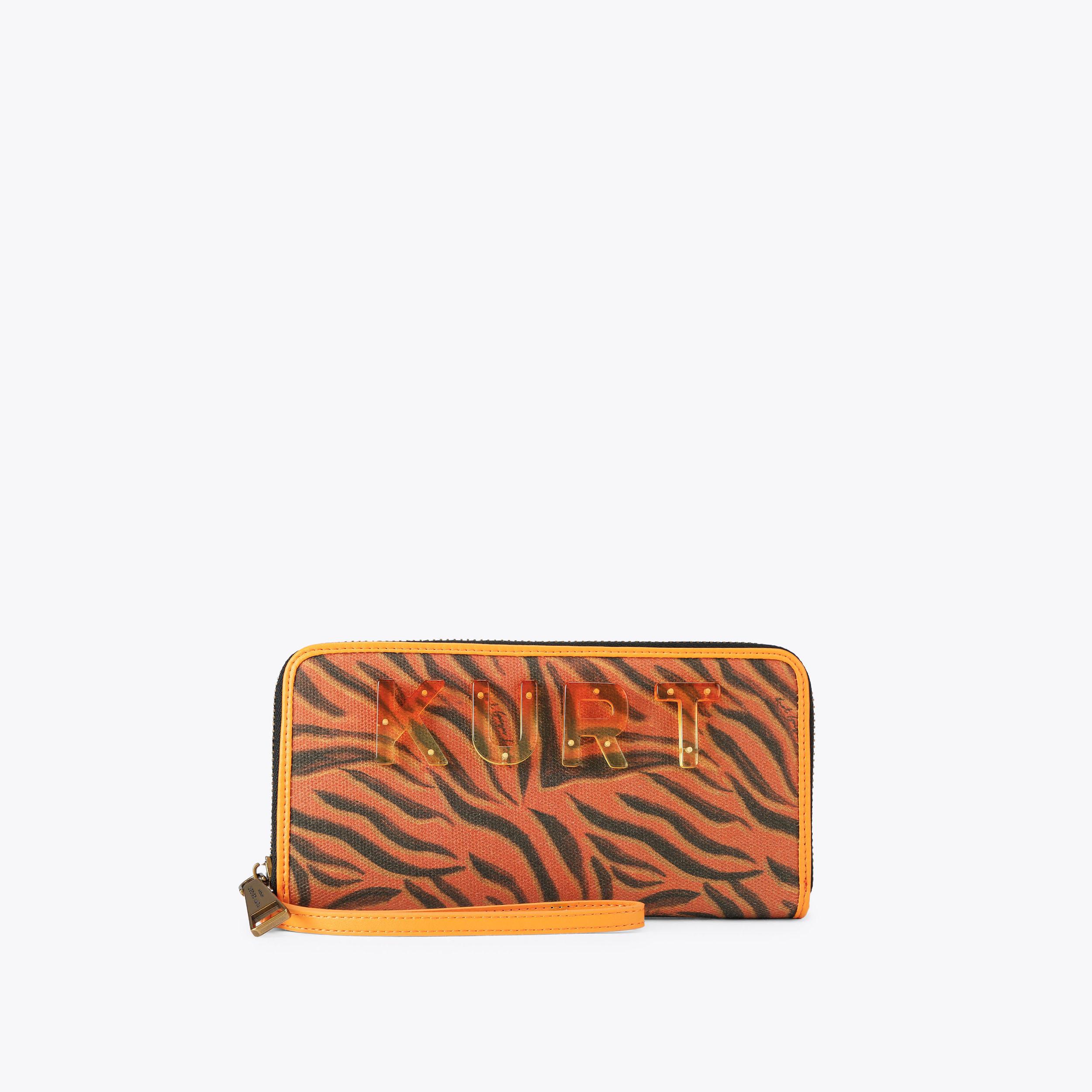 KURT ZIP AROUND W Tiger Print Canvas Purse by Kurt Geiger London