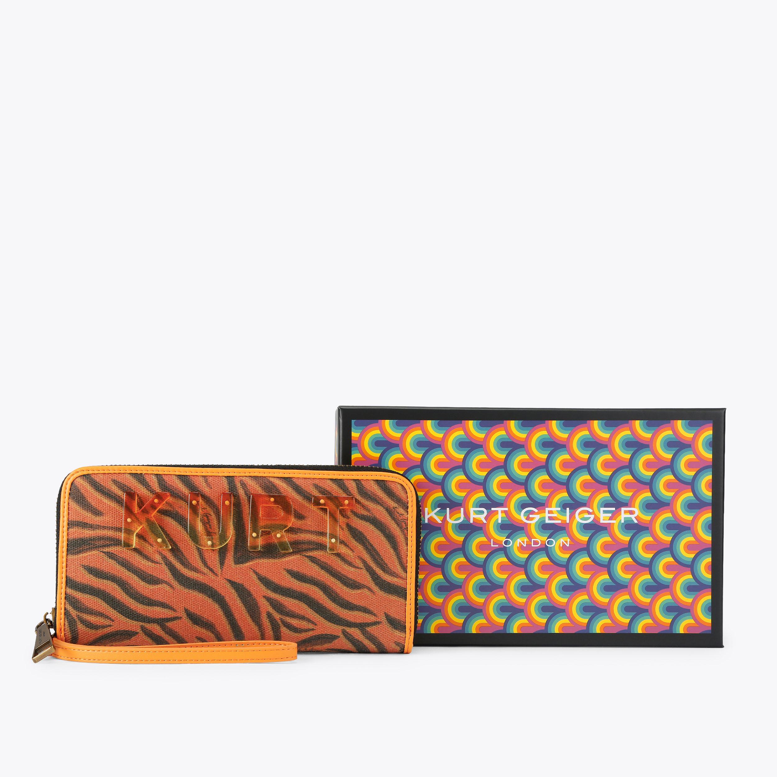 KURT ZIP AROUND W Tiger Print Canvas Purse by Kurt Geiger London