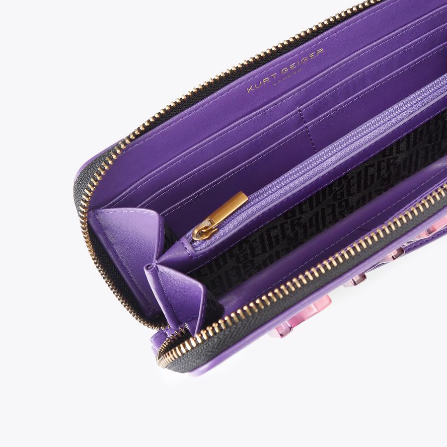 KURT ZIP AROUND W Lilac Butterfly Purse by Kurt Geiger London