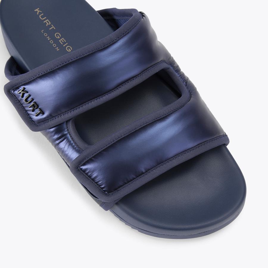 PUFF SANDAL Navy Nylon Puff Slip On Sandal by Kurt Geiger London