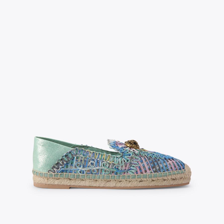 CHELSEA WOVEN LOAFER Teal Woven Loafer by Kurt Geiger London