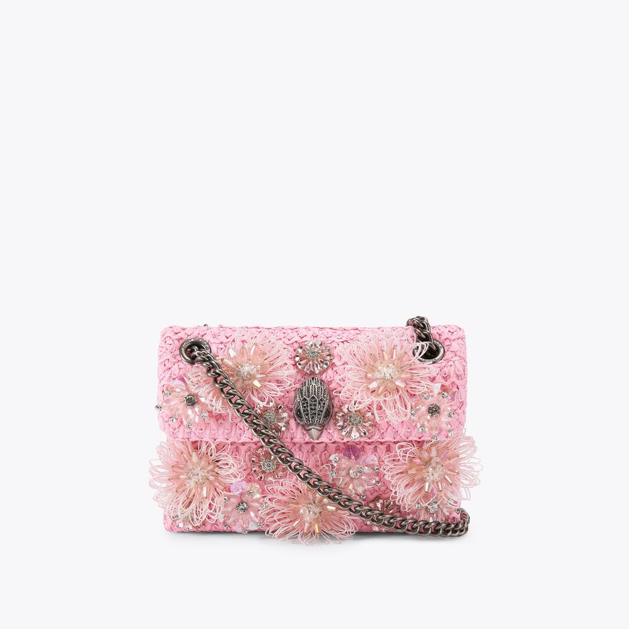 RAFFIA MINI KENSINGTON Raffia Pink Flower Kensington Bag by Kurt