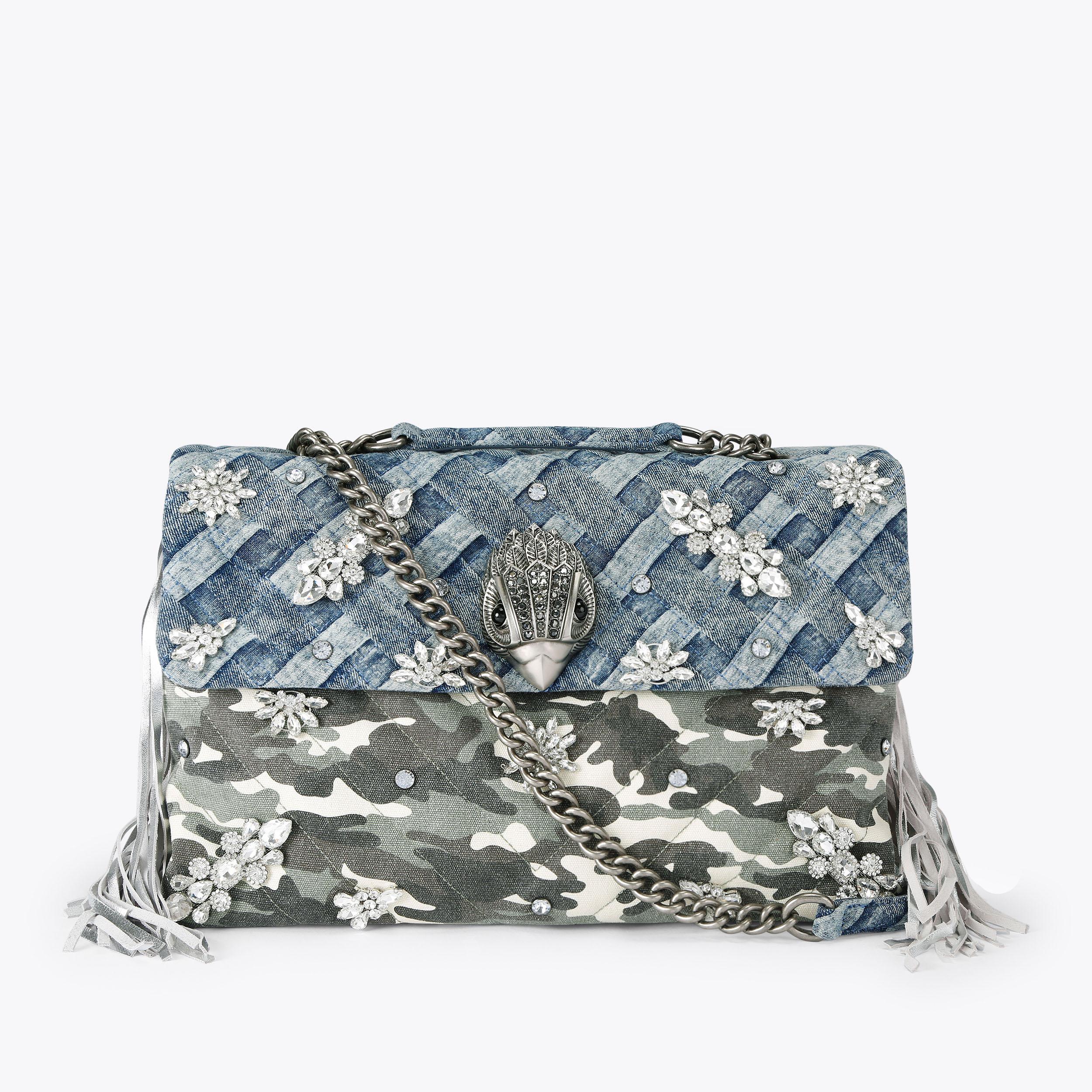 XXL KENSINGTON CRYSTALS Denim Camouflage Kensington Bag by Kurt