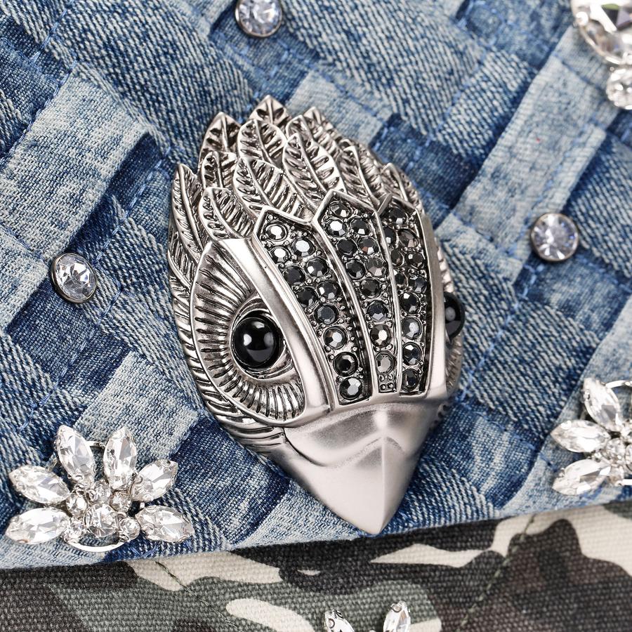 XXL KENSINGTON CRYSTALS Denim Camouflage Kensington Bag by Kurt