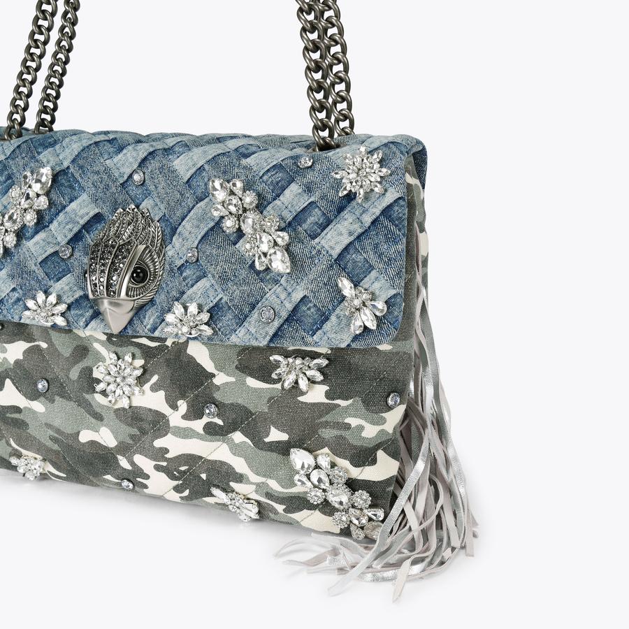 XXL KENSINGTON CRYSTALS Denim Camouflage Kensington Bag by Kurt