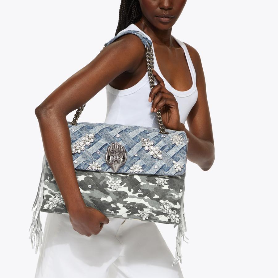 XXL KENSINGTON CRYSTALS Denim Camouflage Kensington Bag by Kurt