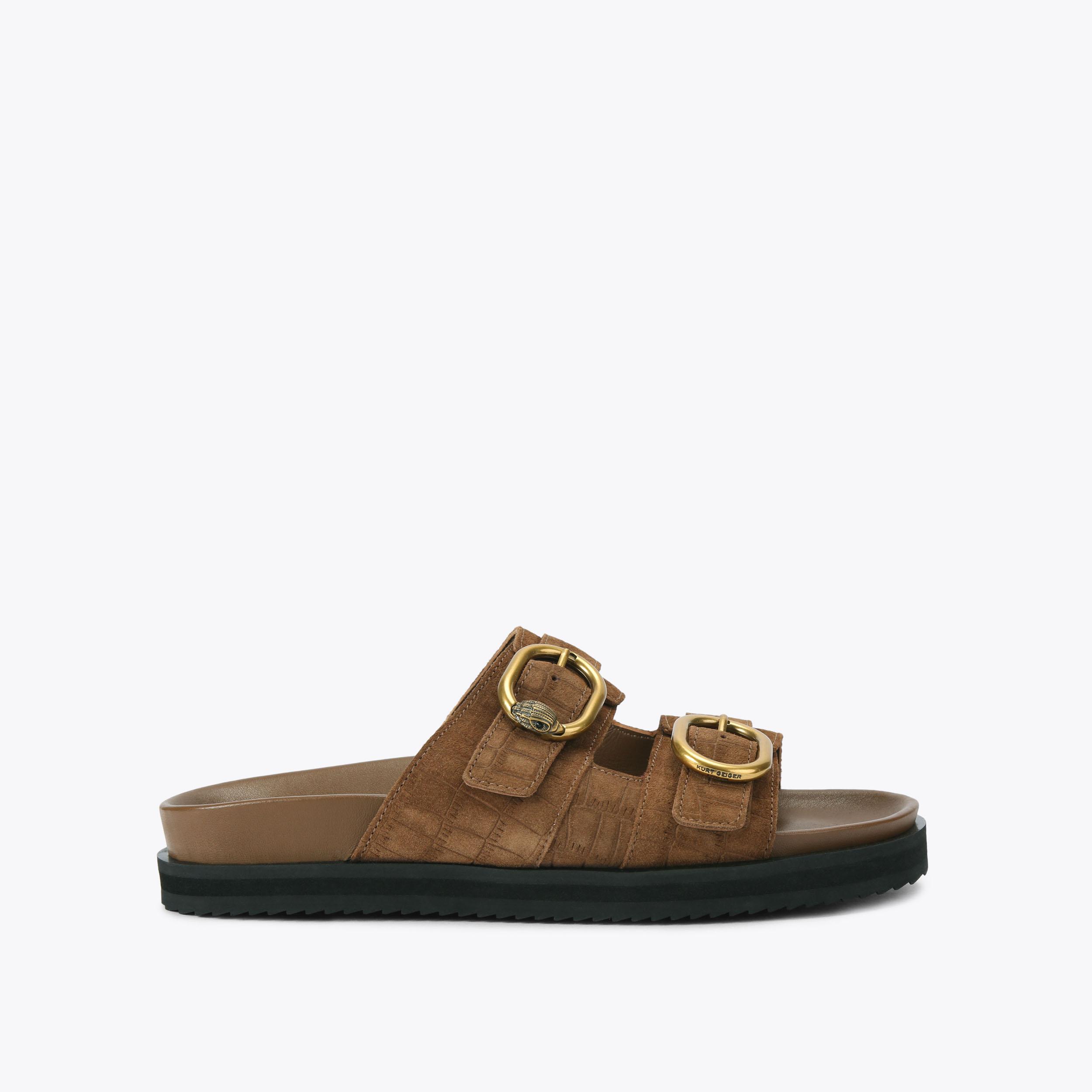 BANCROFT SANDAL Tan Suede Bancroft Sandal by Kurt Geiger London