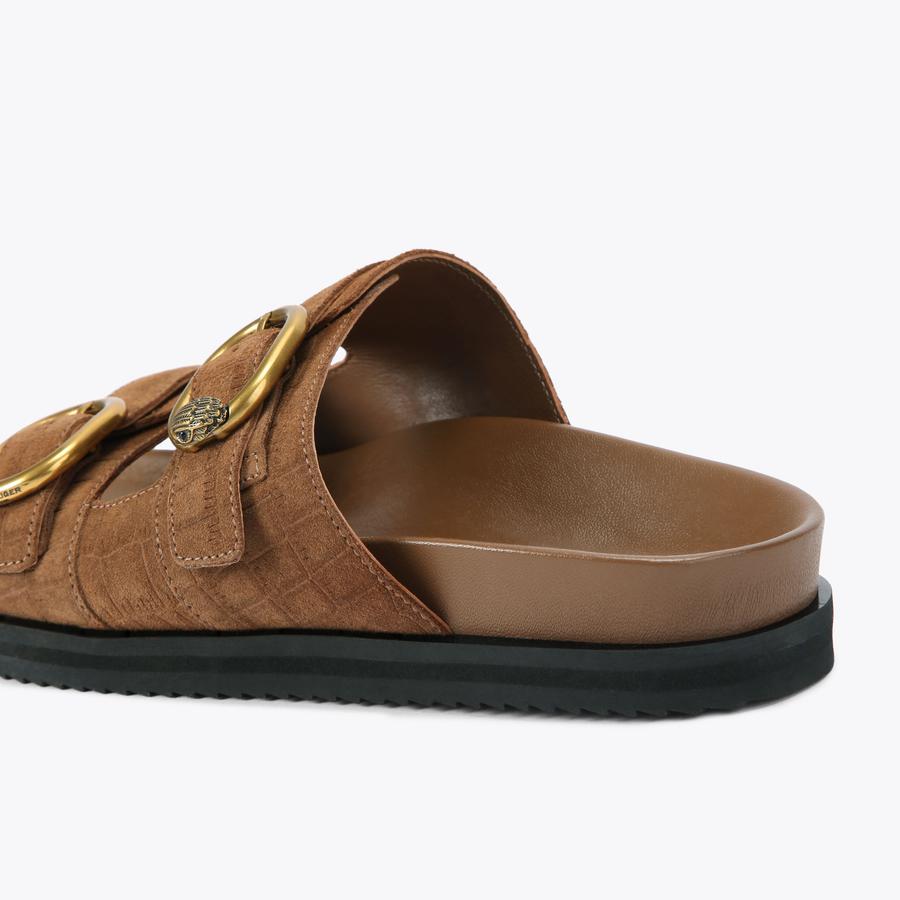BANCROFT SANDAL Tan Suede Bancroft Sandal by Kurt Geiger London