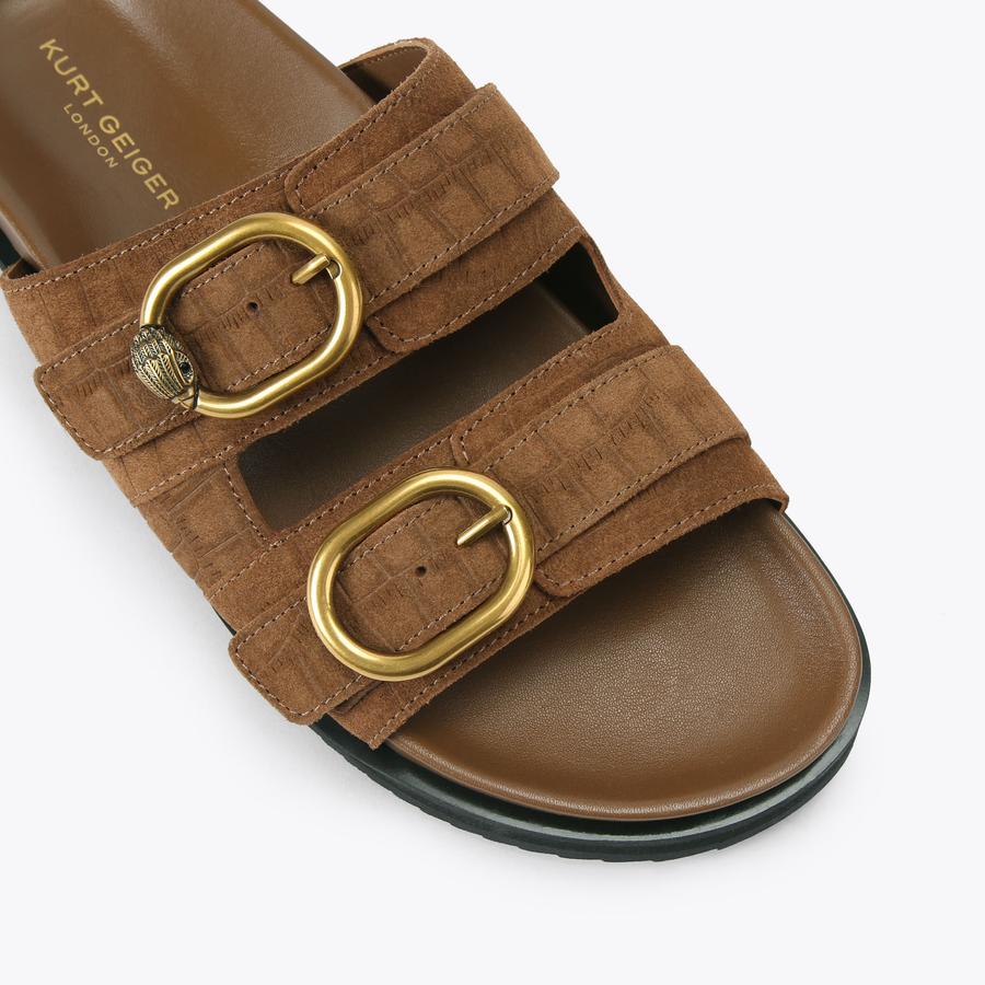 BANCROFT SANDAL Tan Suede Bancroft Sandal by Kurt Geiger London