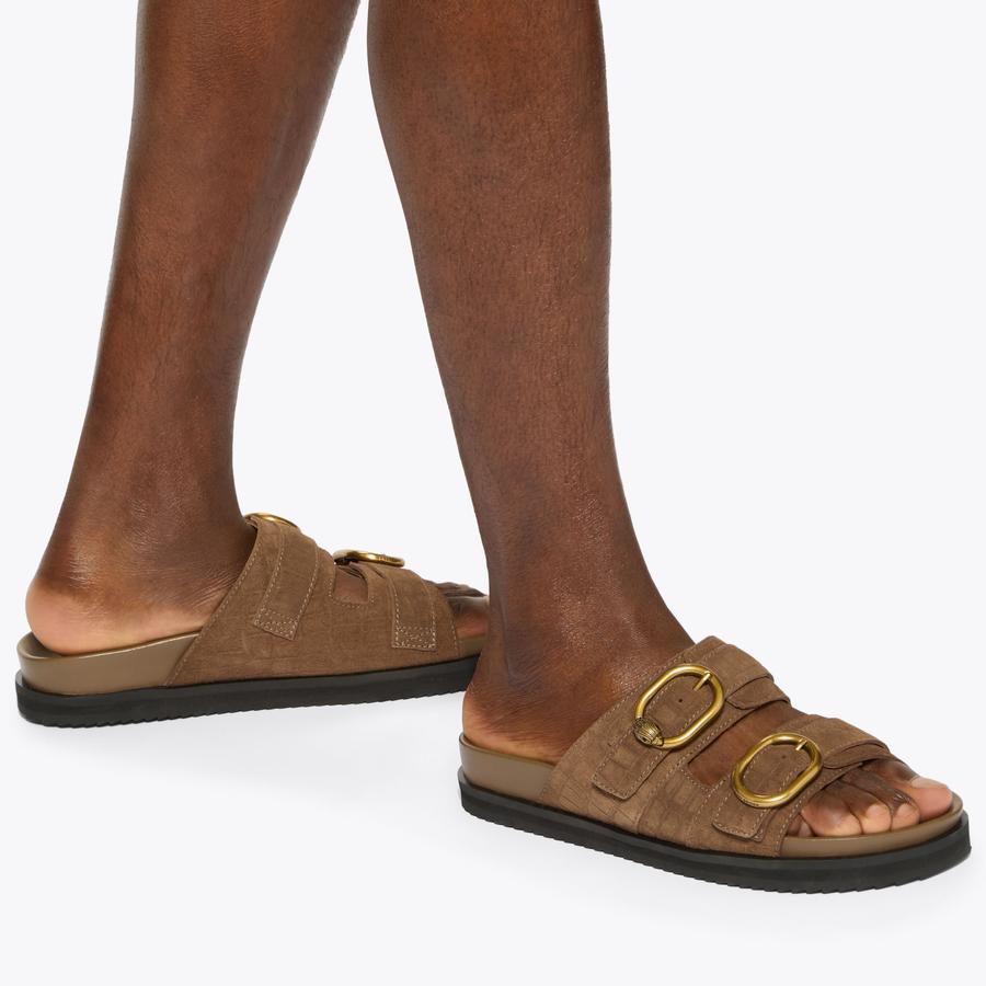 BANCROFT SANDAL Tan Suede Bancroft Sandal by Kurt Geiger London