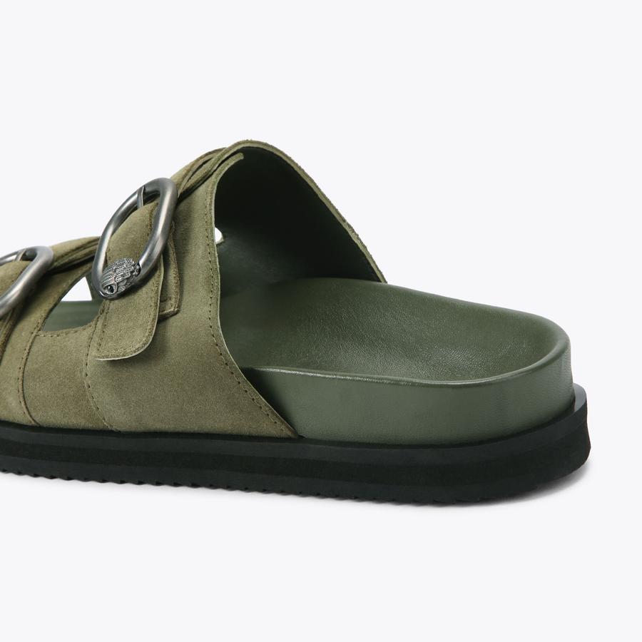 BANCROFT SANDAL Khaki Suede Sandal by Kurt Geiger London