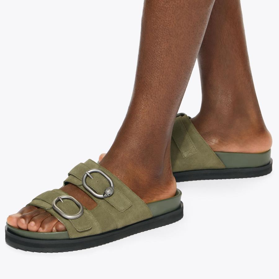 BANCROFT SANDAL Khaki Suede Sandal by Kurt Geiger London