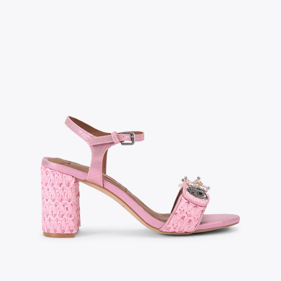Hana KENSINGTON LANGLEY REFFIA Pink Metallic Raffia Block Heel by Kurt