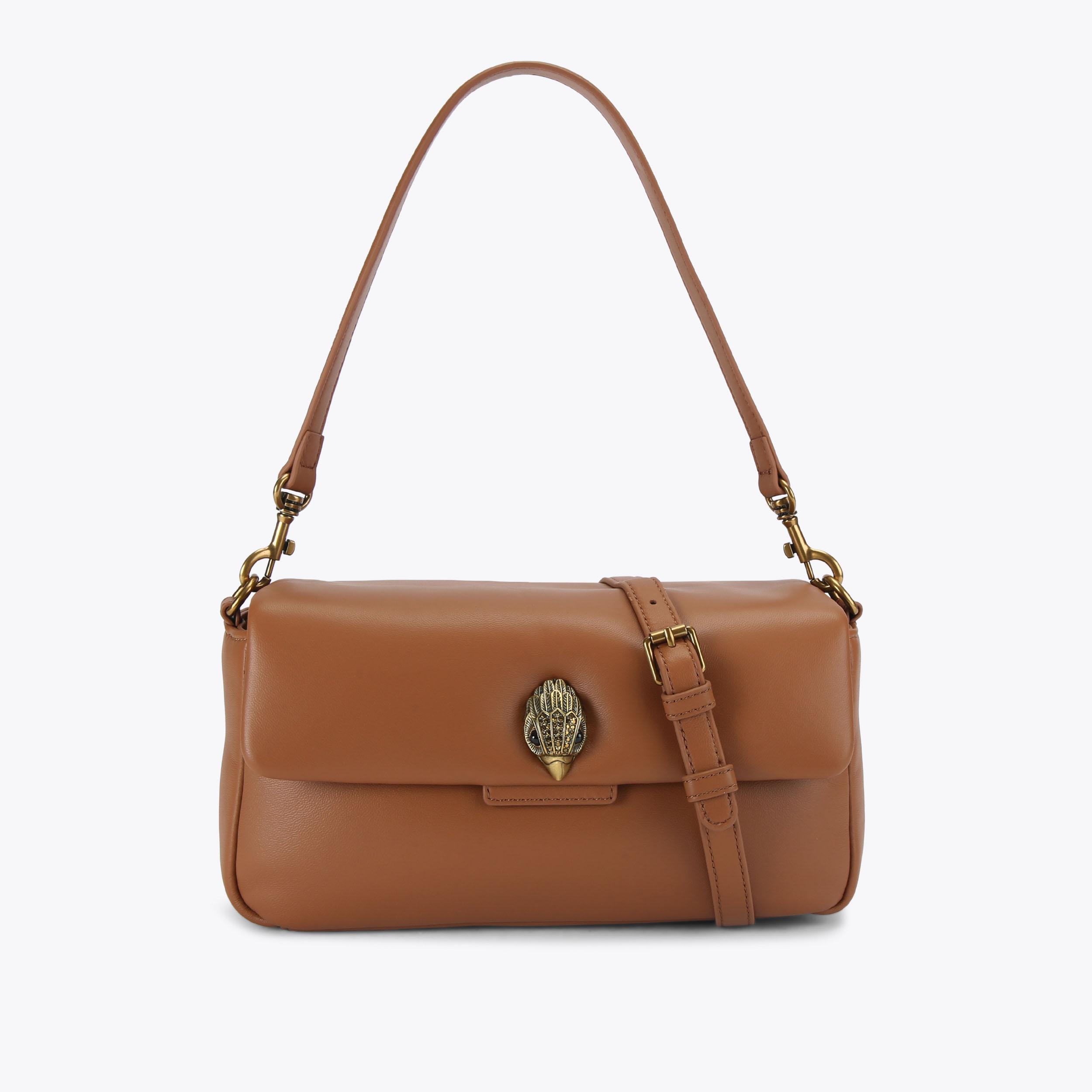 LEATHER OXFORD BAG Tan Leather Cross Body Bag by Kurt Geiger London