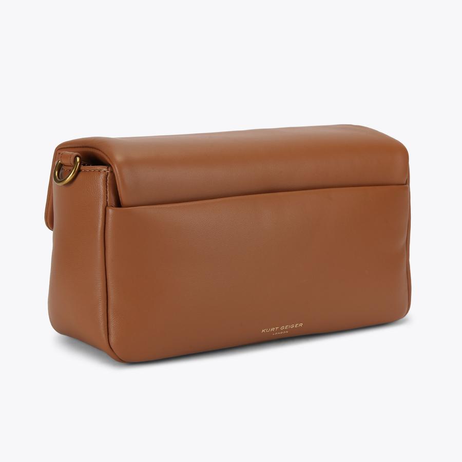 LEATHER OXFORD BAG Tan Leather Cross Body Bag by Kurt Geiger London