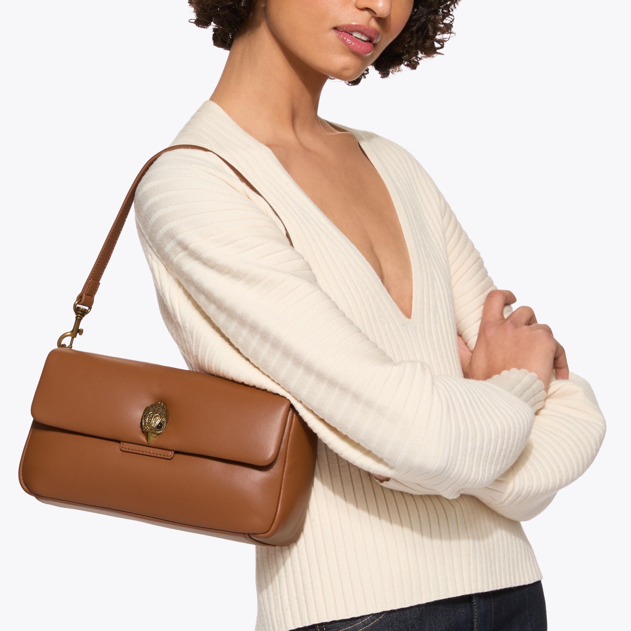 LEATHER OXFORD BAG Tan Leather Cross Body Bag by Kurt Geiger London