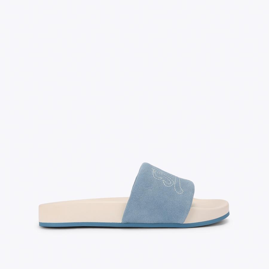 SCRIPT SLIDE Blue Sandal by Kurt Geiger London