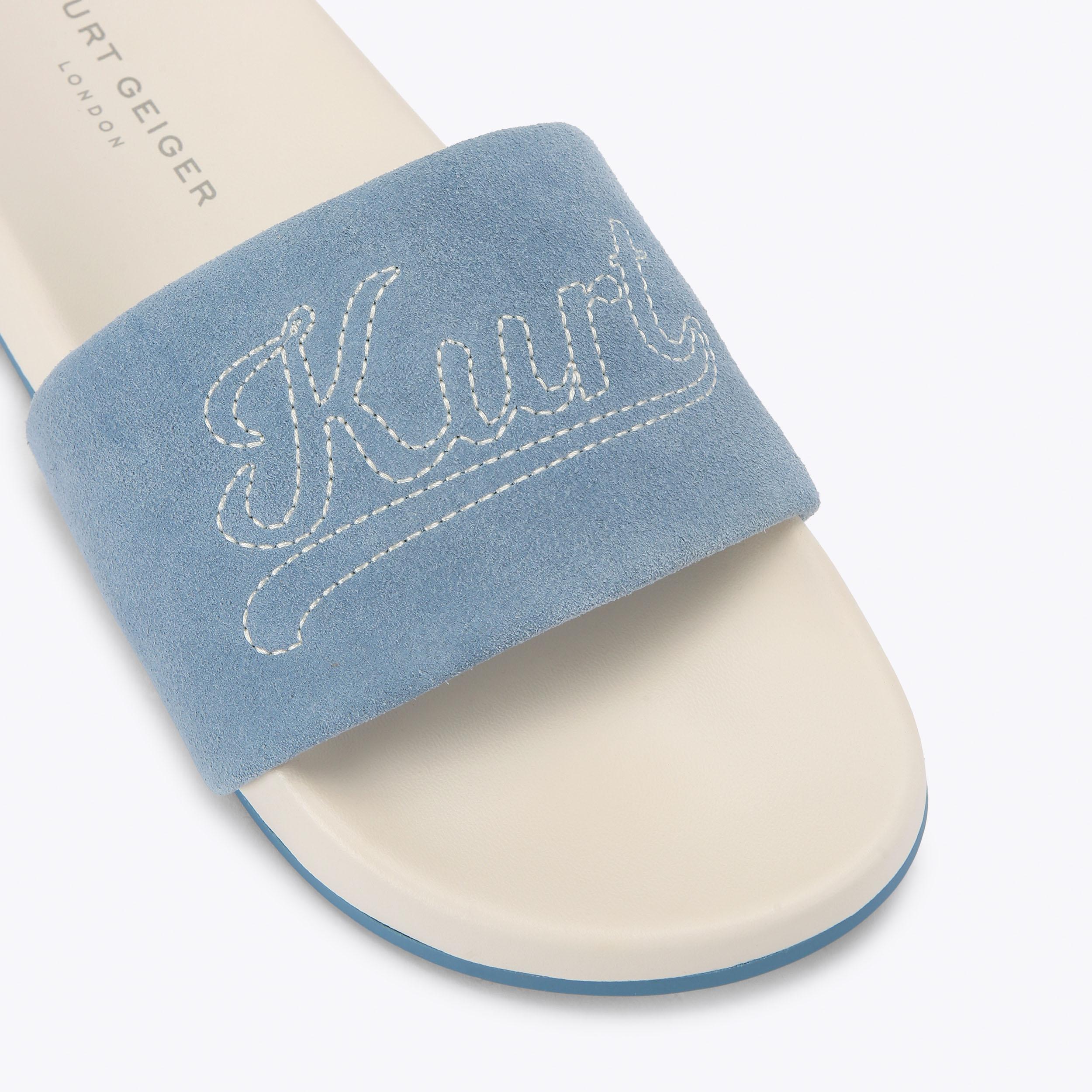 SCRIPT SLIDE Blue Sandal by Kurt Geiger London