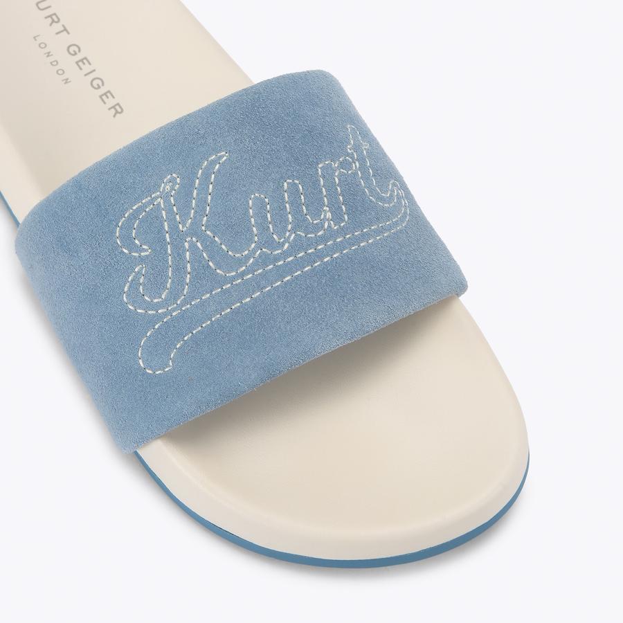 SCRIPT SLIDE Blue Sandal by Kurt Geiger London