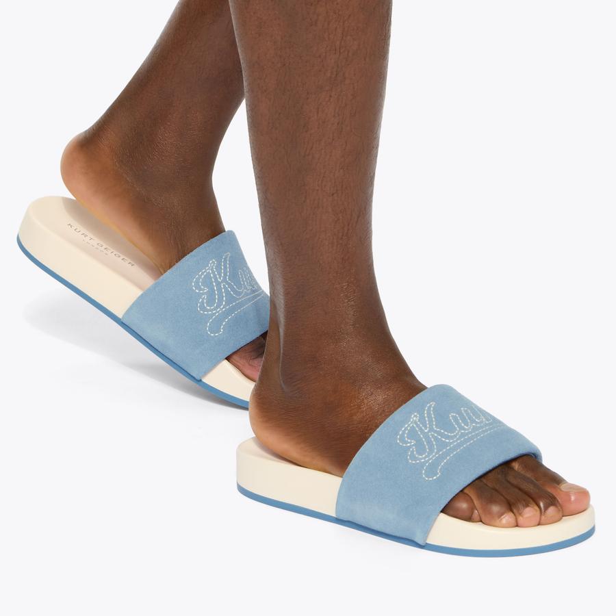 SCRIPT SLIDE Blue Sandal by Kurt Geiger London