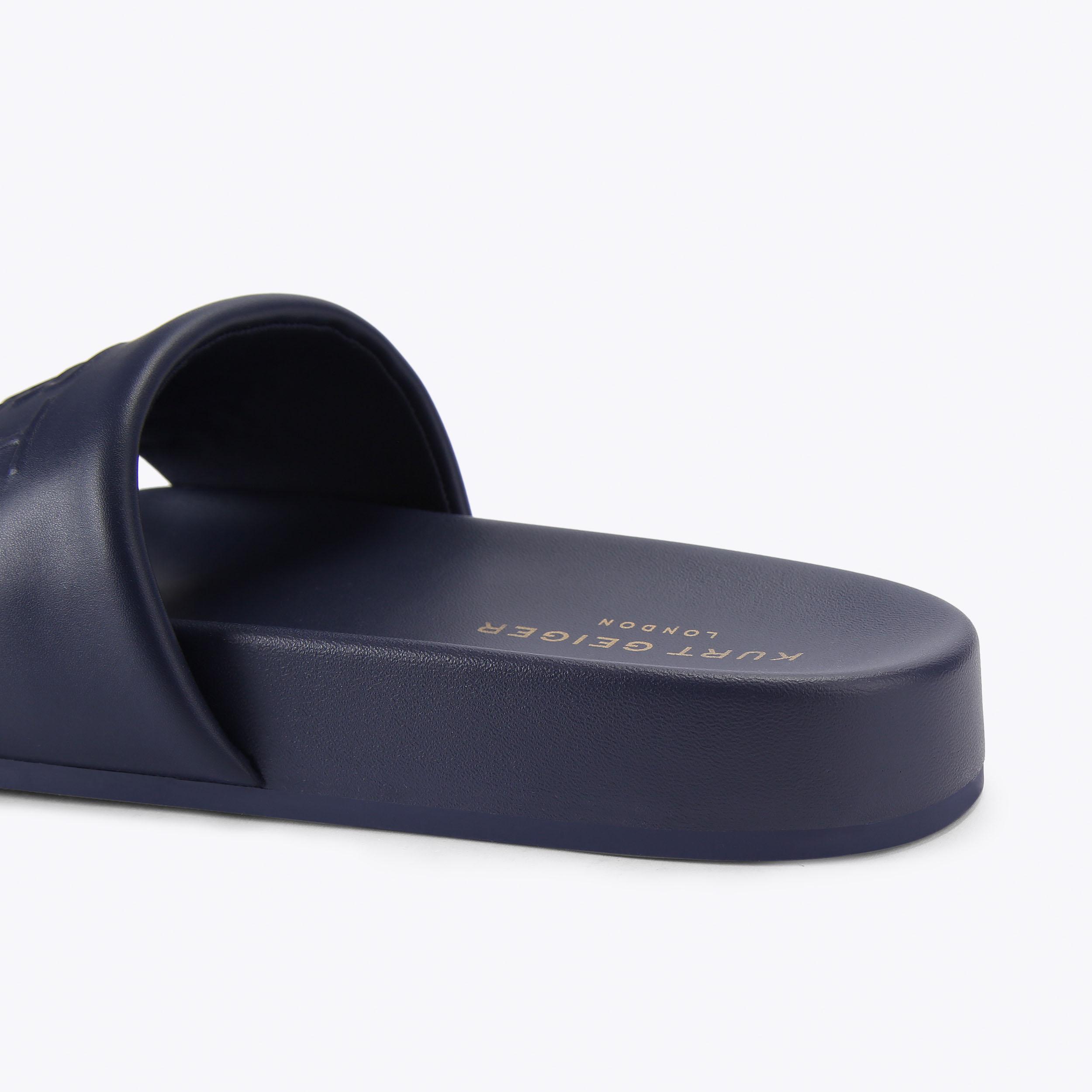 STACKED SLIDE Navy Slide On Sandal by Kurt Geiger London
