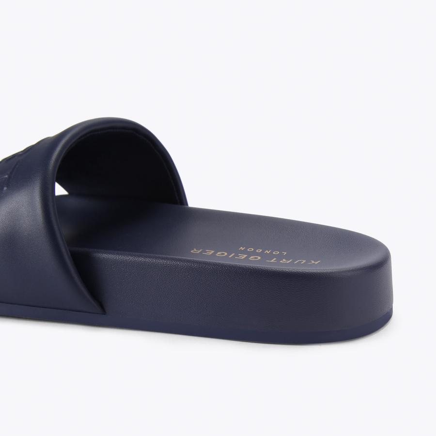 STACKED SLIDE Navy Slide On Sandal by Kurt Geiger London