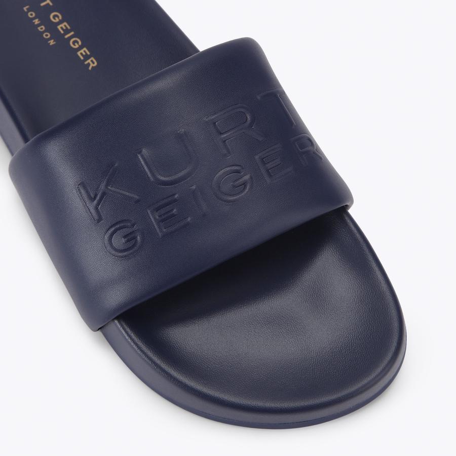 STACKED SLIDE Navy Slide On Sandal by Kurt Geiger London