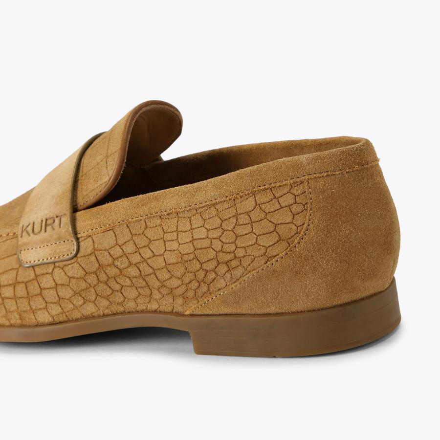 ALDGATE FLEX Camel Croc Suede Leather Shoe by Kurt Geiger London