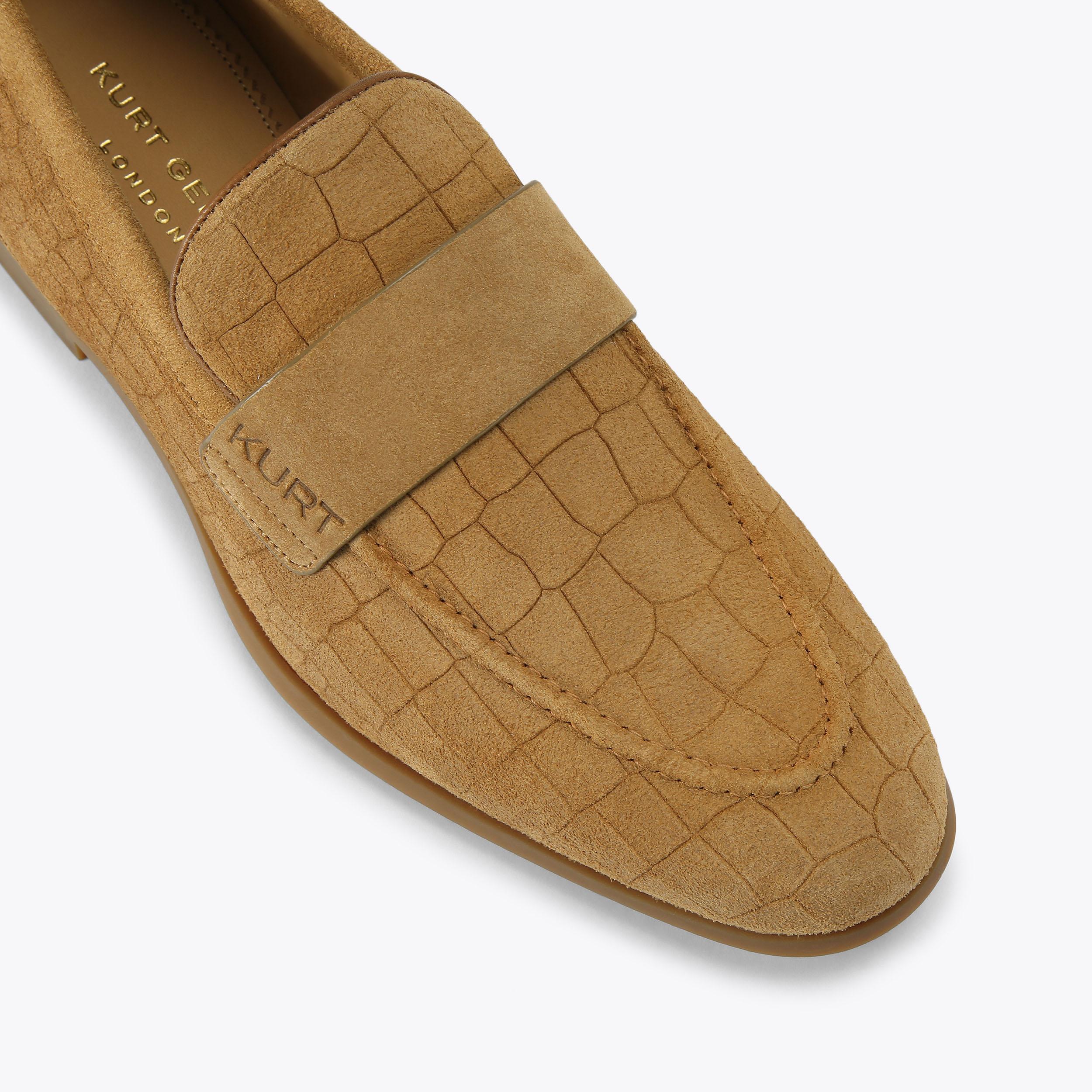 ALDGATE FLEX Camel Croc Suede Leather Shoe by Kurt Geiger London