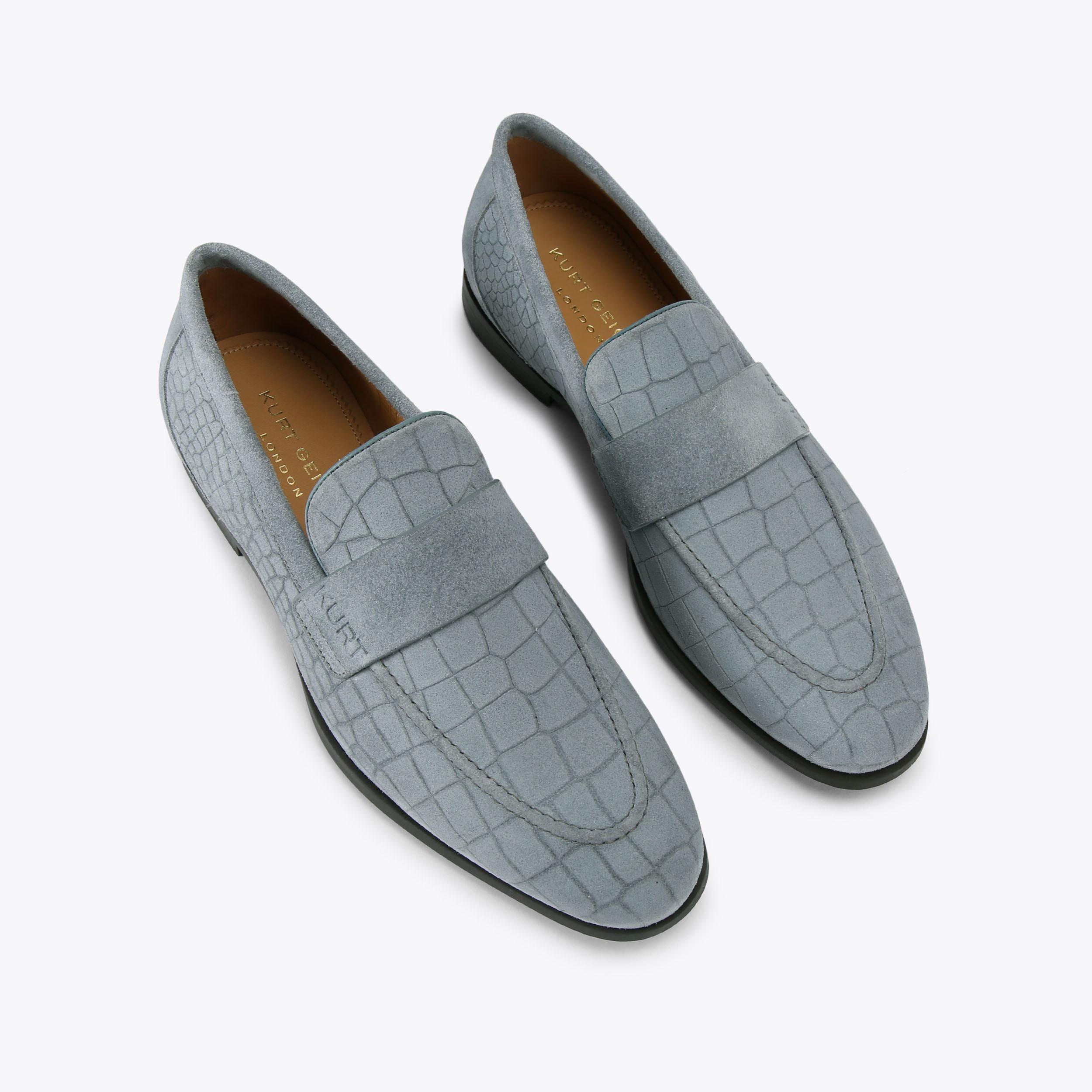 ALDGATE FLEX Light Blue Croc Suede Leather Shoe by Kurt Geiger London
