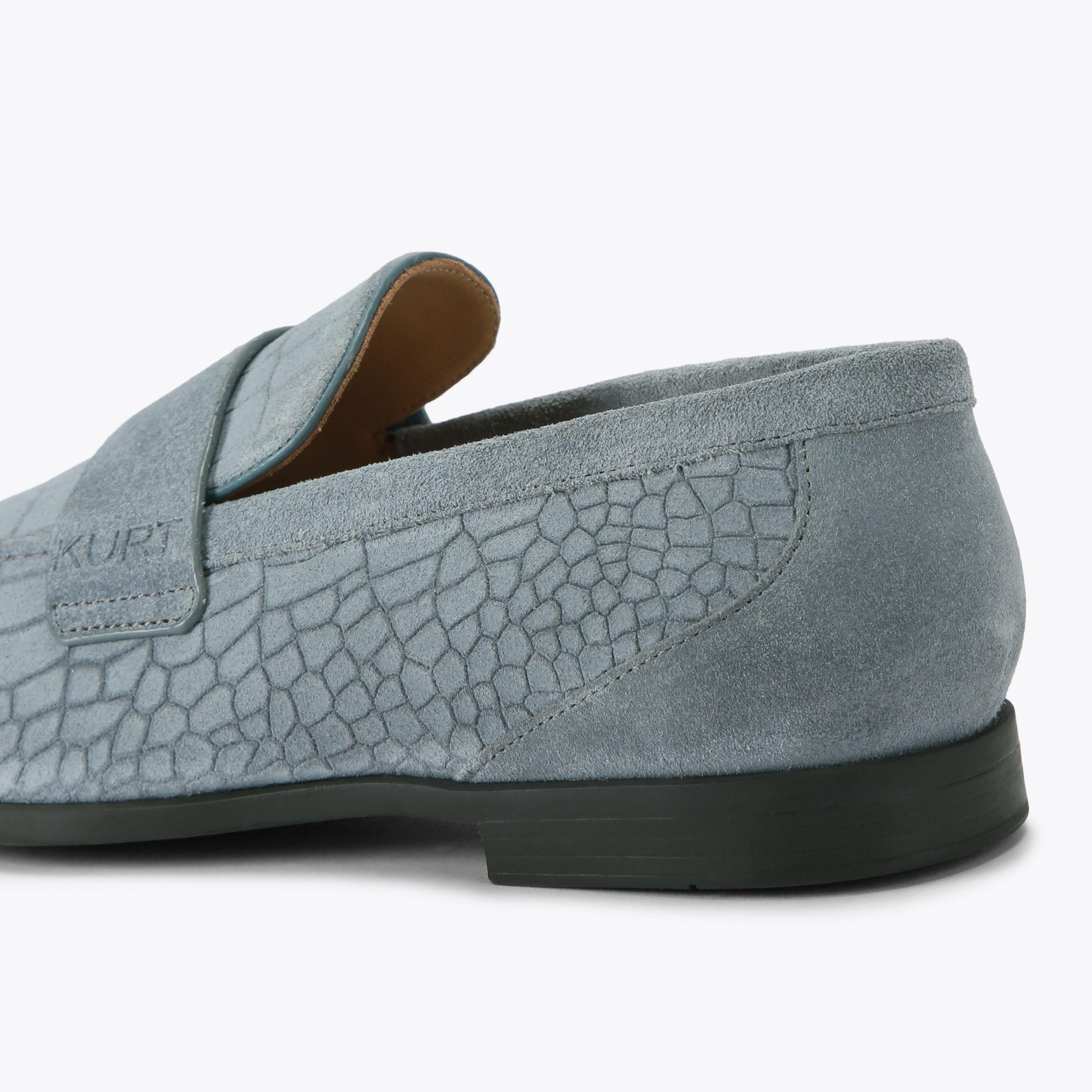 ALDGATE FLEX Light Blue Croc Suede Leather Shoe by Kurt Geiger London
