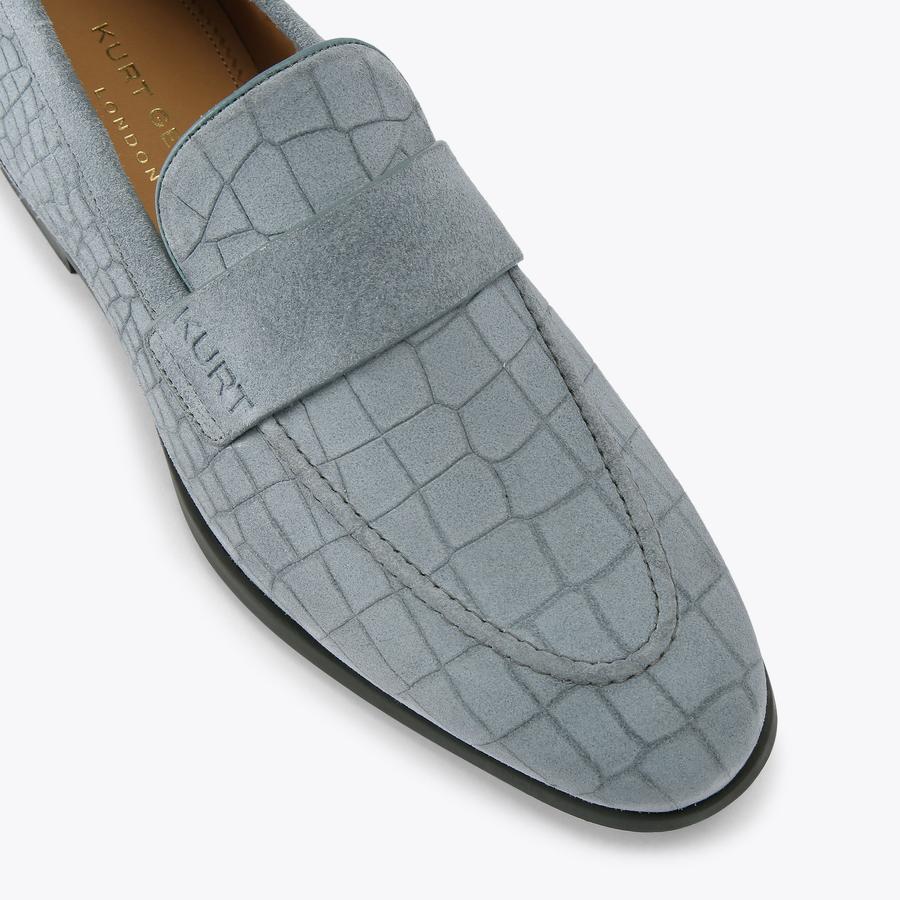 ALDGATE FLEX Light Blue Croc Suede Leather Shoe by Kurt Geiger London