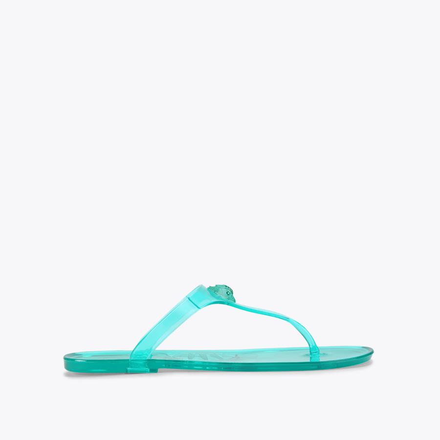 MADDISON T-BAR Teal Clear Toe Post Sandal by Kurt Geiger London
