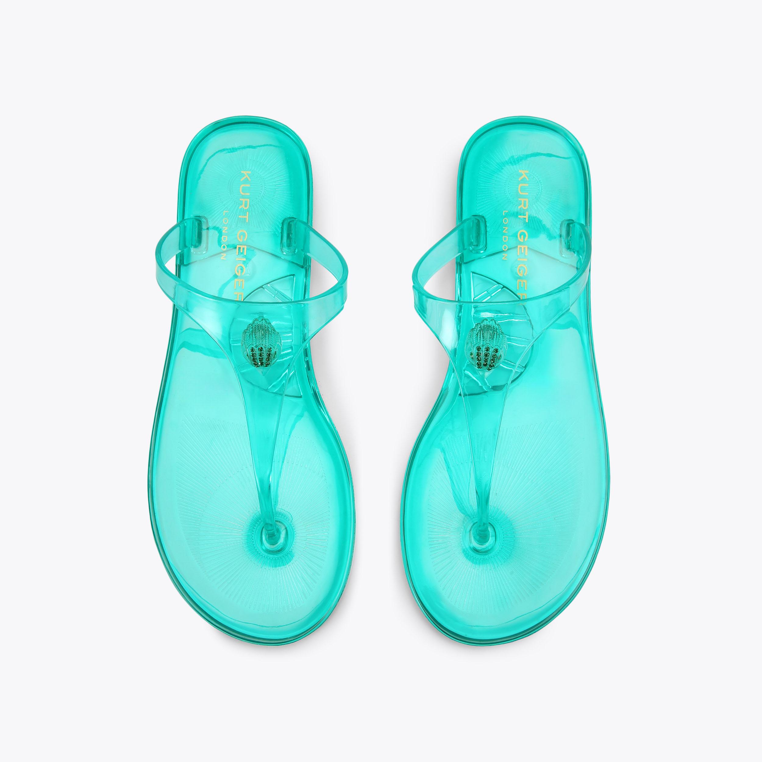 MADDISON T-BAR Teal Clear Toe Post Sandal by Kurt Geiger London