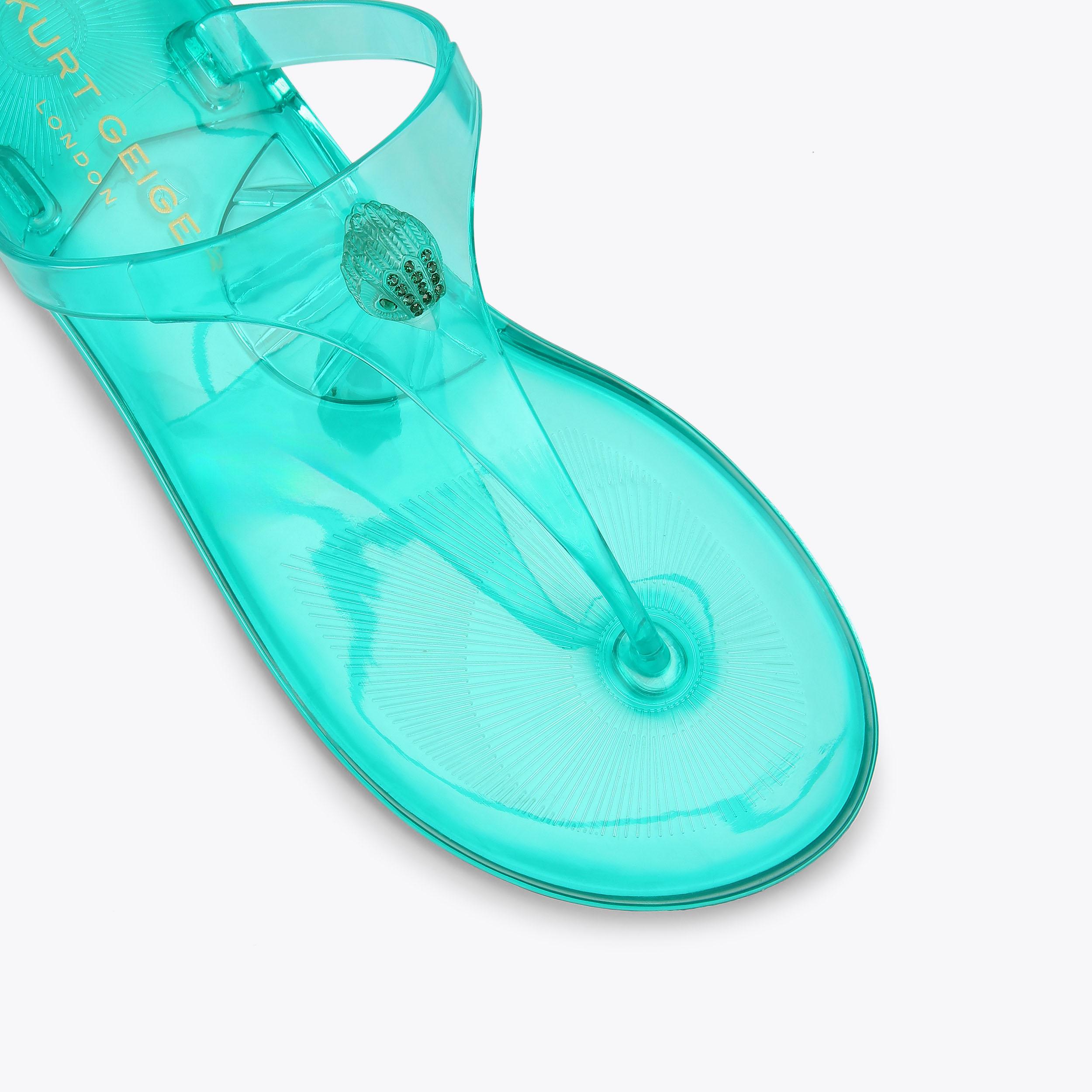 MADDISON T-BAR Teal Clear Toe Post Sandal by Kurt Geiger London