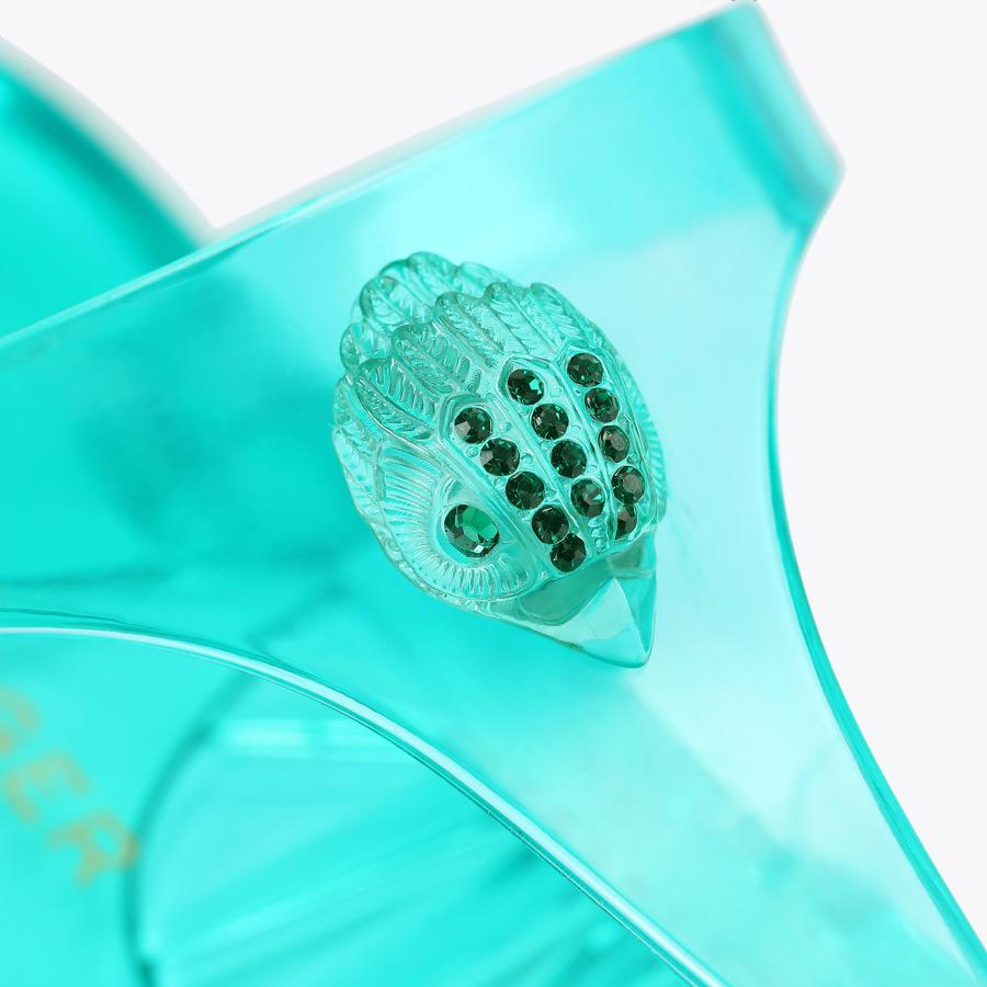MADDISON T-BAR Teal Clear Toe Post Sandal by Kurt Geiger London