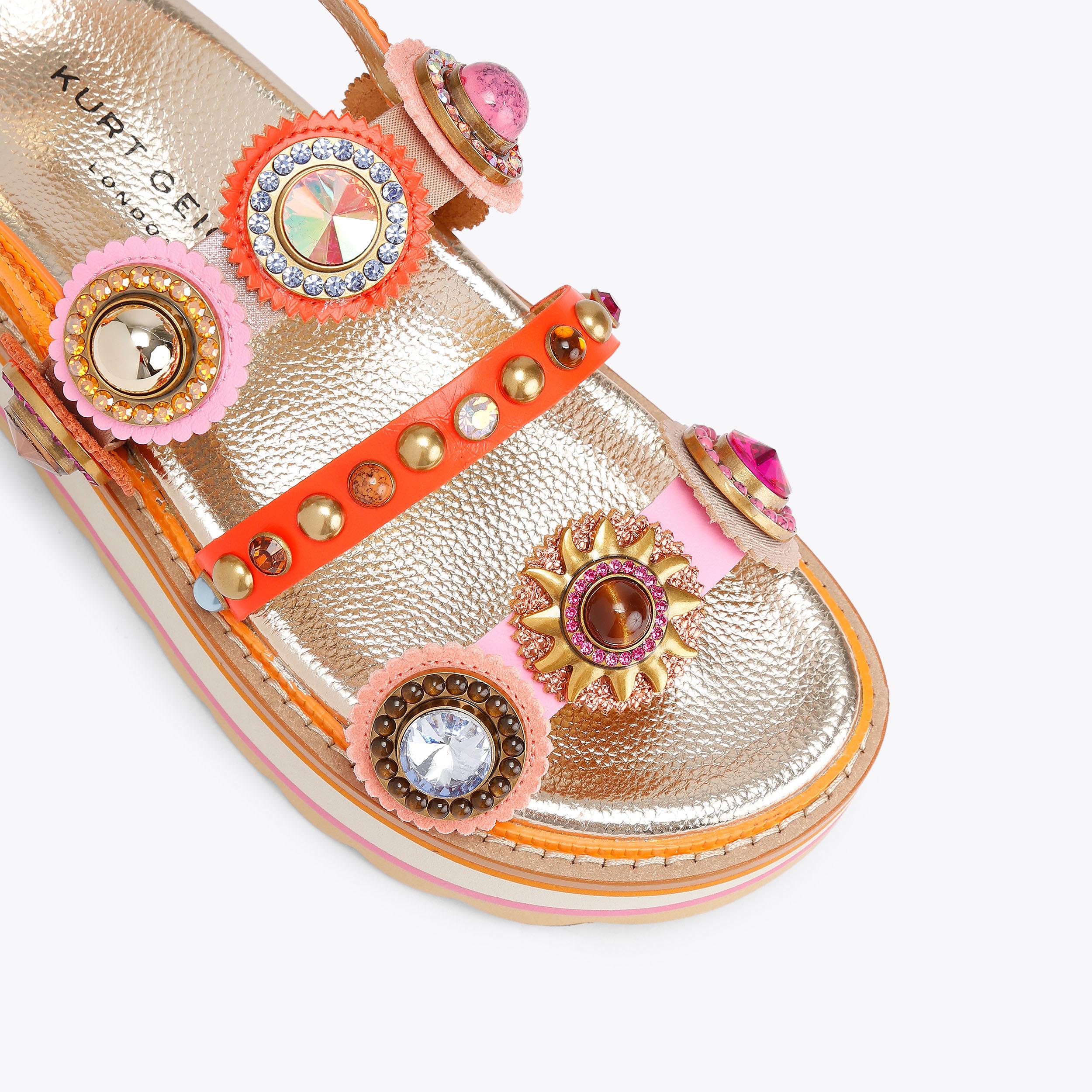 朝比奈【良品】VIRGO NOSTALGIC SKATERS JKT OCTAVIA SLING PLATFORM Pink Scallop Platform Sandal by Kurt Geiger