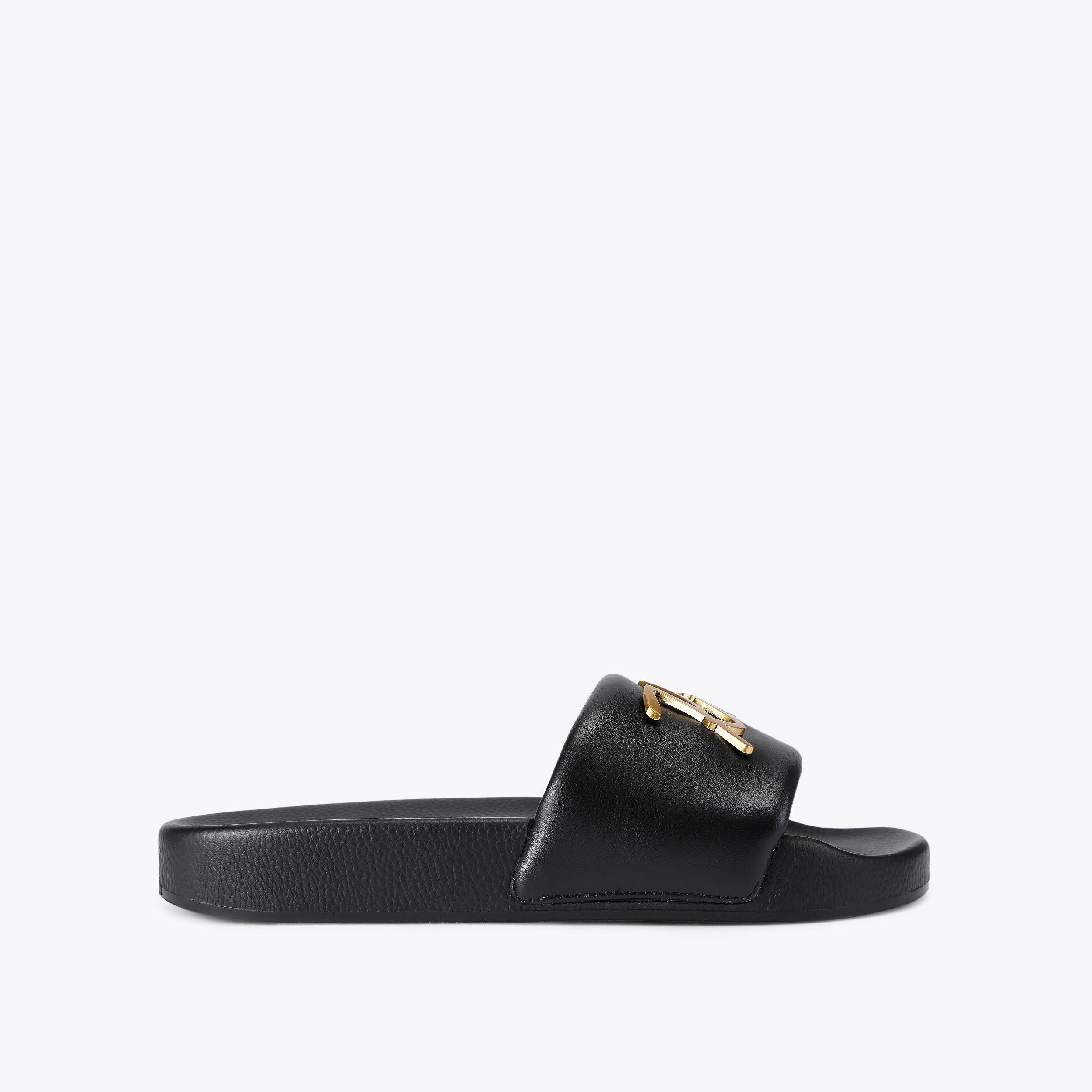 MEENA KURT Black Puffy Slip On Sandal by Kurt Geiger London