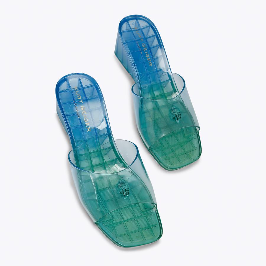 MADDISON WEDGE MULE Blue Perspex Wedge Mule by Kurt Geiger London